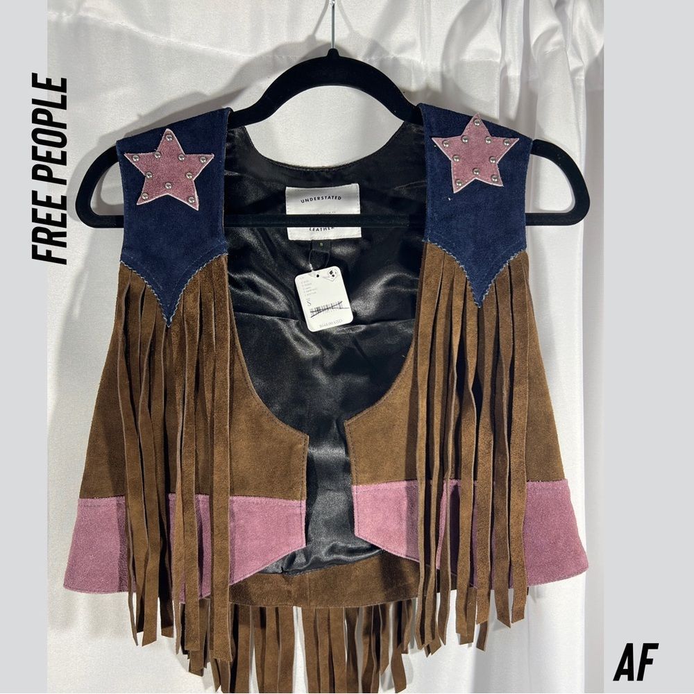 FREE PEOPLE BY UNDERSTATED LEATHER AMERICAN WOMAN VEST NWT SMALL
